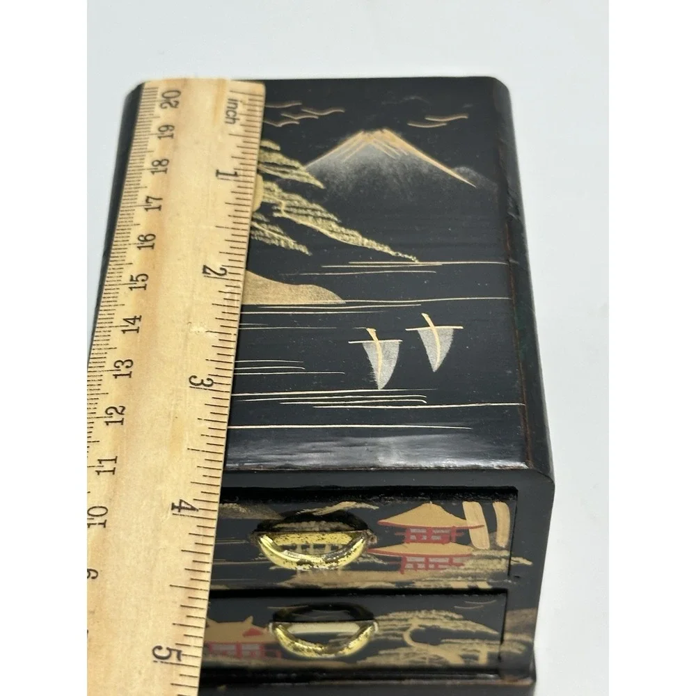 Antique Handpainted 2-drawer Box‎ Vintage Rare Japanese
